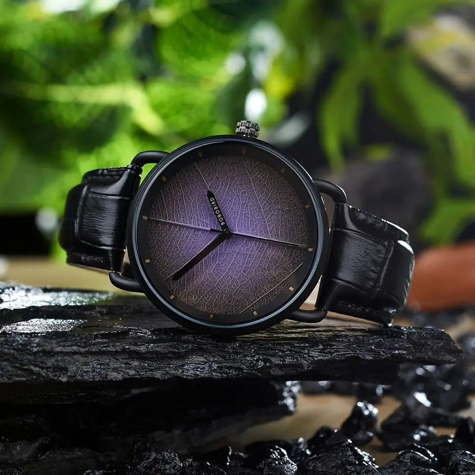Black Leather Strap Watch