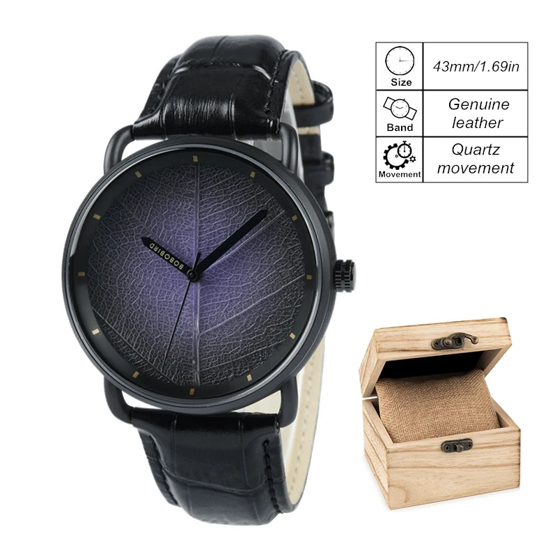 Black Leather Strap Watch