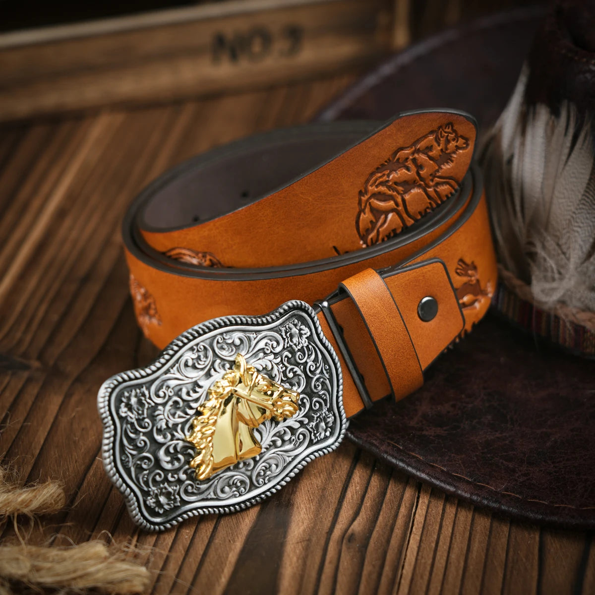 Western Cowboy Leather Belt