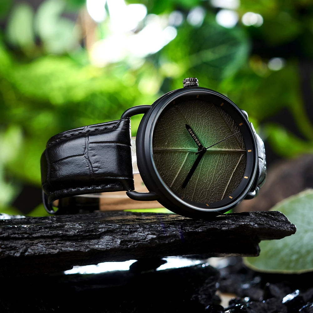 Black Leather Strap Watch
