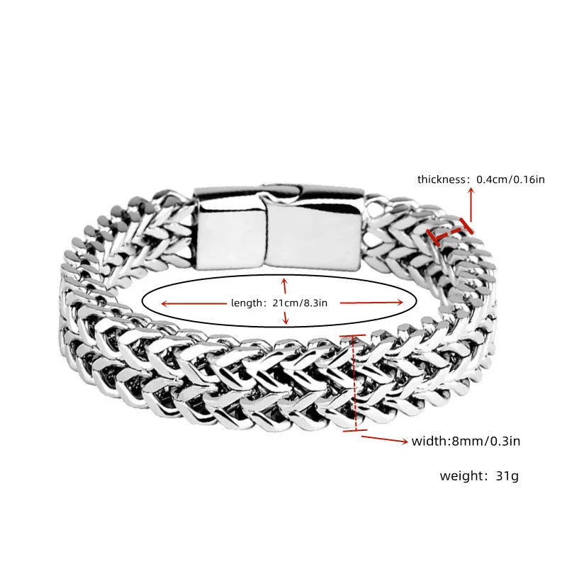 Men&#39;s Double Row Braided Steel Bracelet
