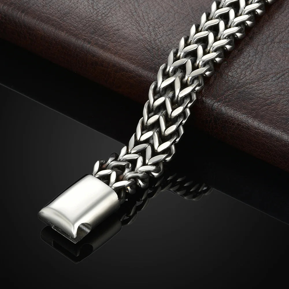 Men&#39;s Double Row Braided Steel Bracelet