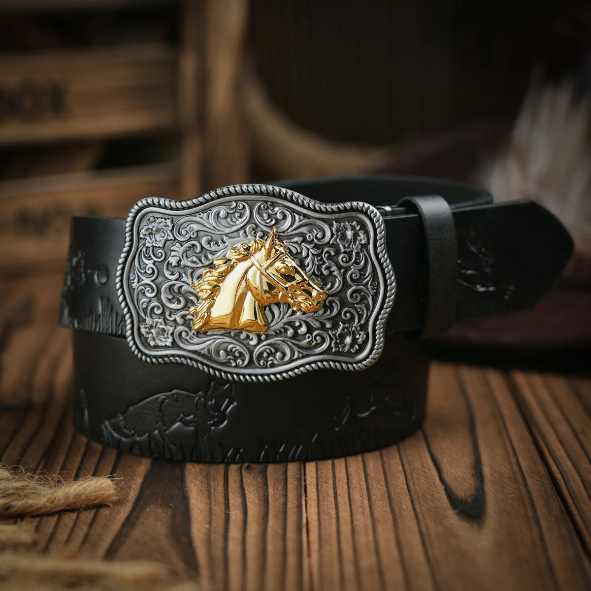 Western Cowboy Leather Belt