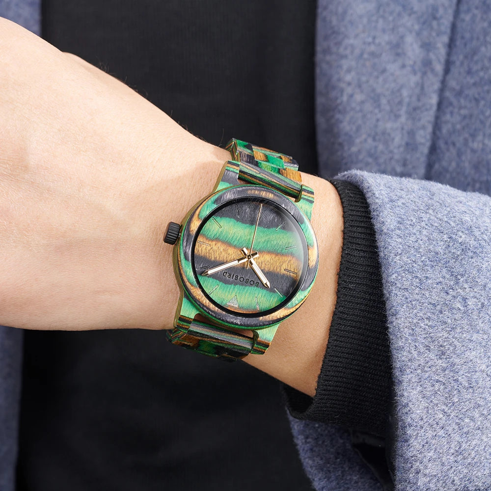Colorful Wood Men&#39;s Watch
