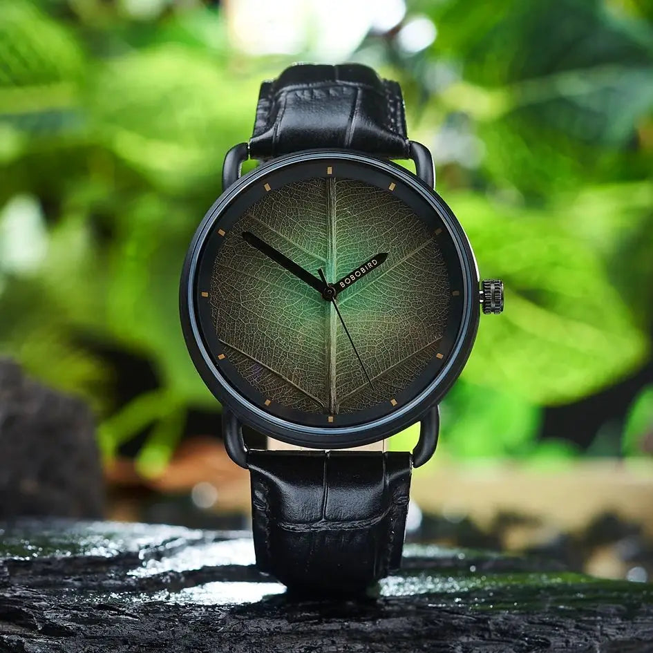 Black Leather Strap Watch