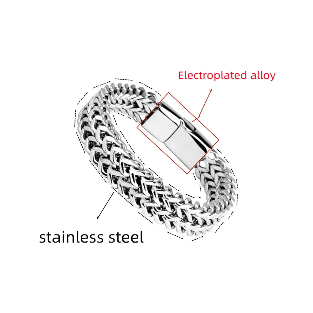 Men&#39;s Double Row Braided Steel Bracelet