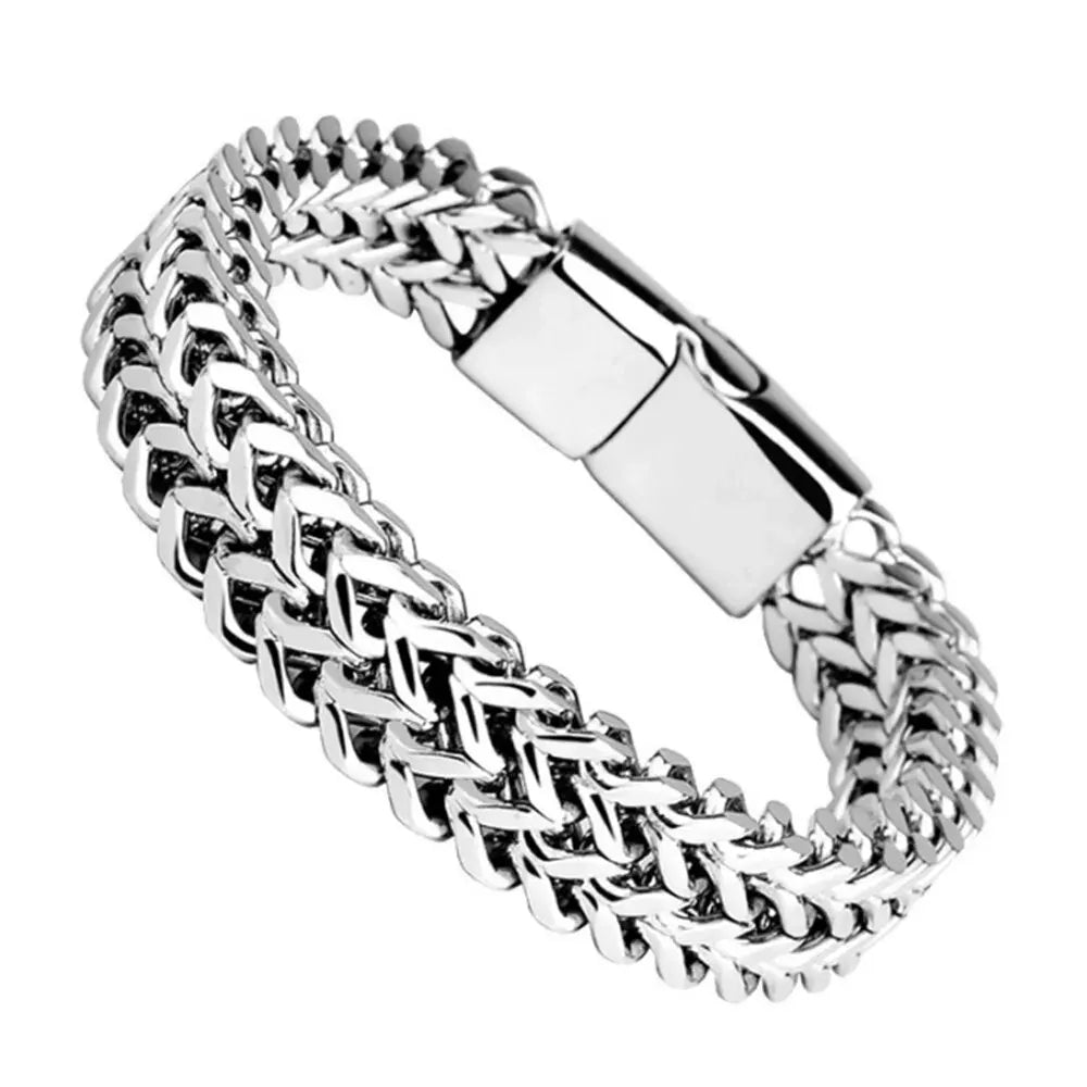 Men's Double Row Braided Steel Bracelet