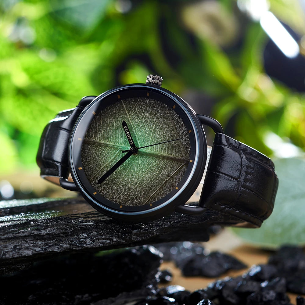 Black Leather Strap Watch