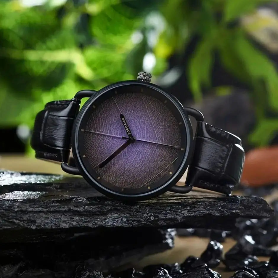 Black Leather Strap Watch