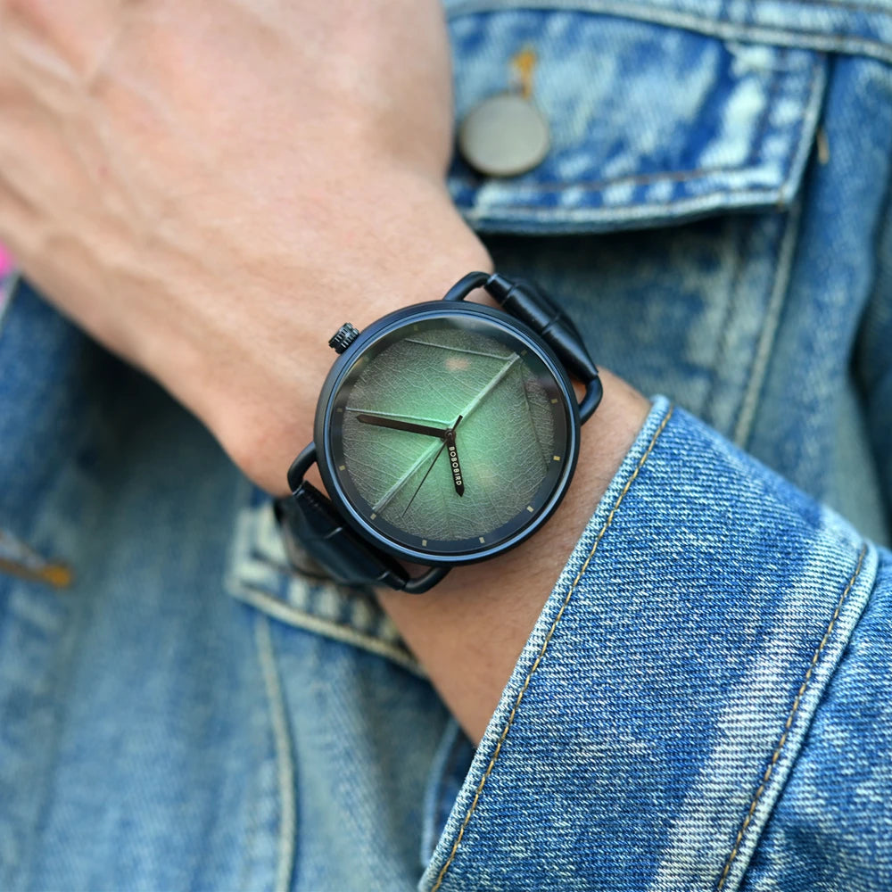 Black Leather Strap Watch